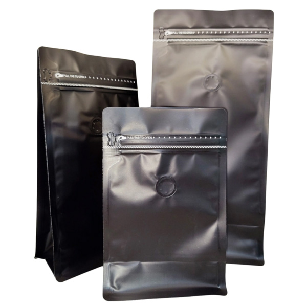 Wholesale Matte Black Side Gusset Stand Up Pouch With Valve Coffee Zipper Bag