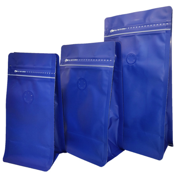 In Stock Flat Bottom Plastic Mylar Coffee Bean Tea Bags With Valve